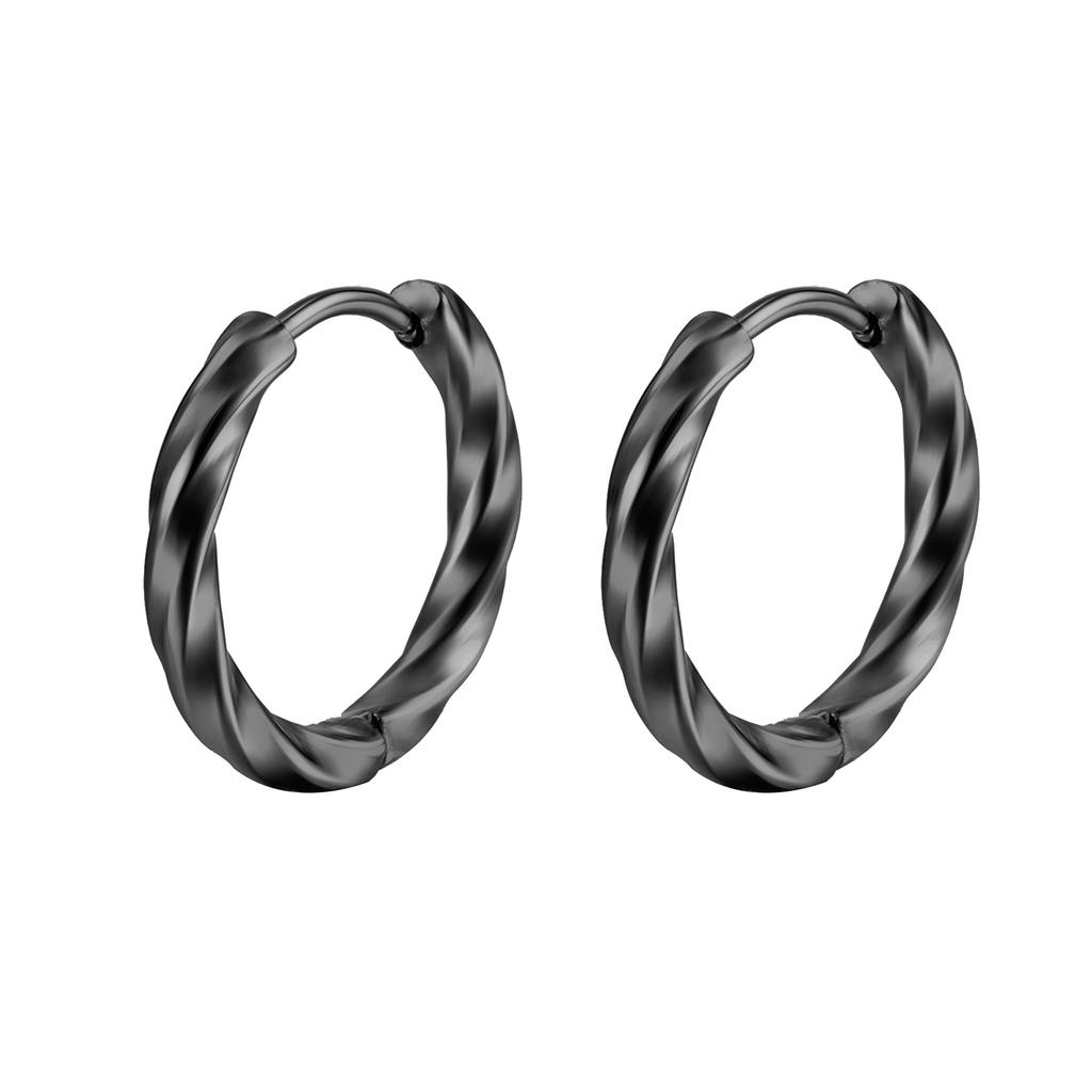 Wind Unisex Titanium Steel Round Twist Wire Ear Buckle Trend Gold Stainless Steel Small Earrings Ear