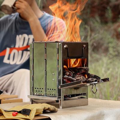 Mini Açık Hava Odun Sobası Taşınabilir Kamp Piknik Barbekü Seyahat Katlanır Paslanmaz Çelik Odun Sobası Kömür Pişirme Izgarası