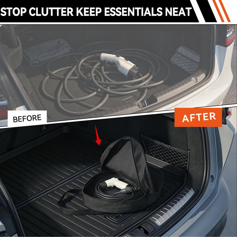 Wasserdichte Aufbewahrungstasche für EV-Ladekabel, tragbarer Organizer-Koffer für Ladekabel von Elektrofahrzeugen, Autozubehör, strapazierfähiges Nylon