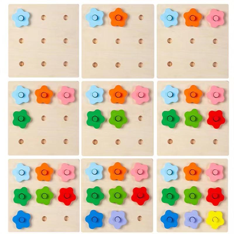 Dřevěná hra na hledání květin s rámečkem Dětská raná výchova Rozpoznávání barev Párování Trénink myšlení Stavebnice Hračky