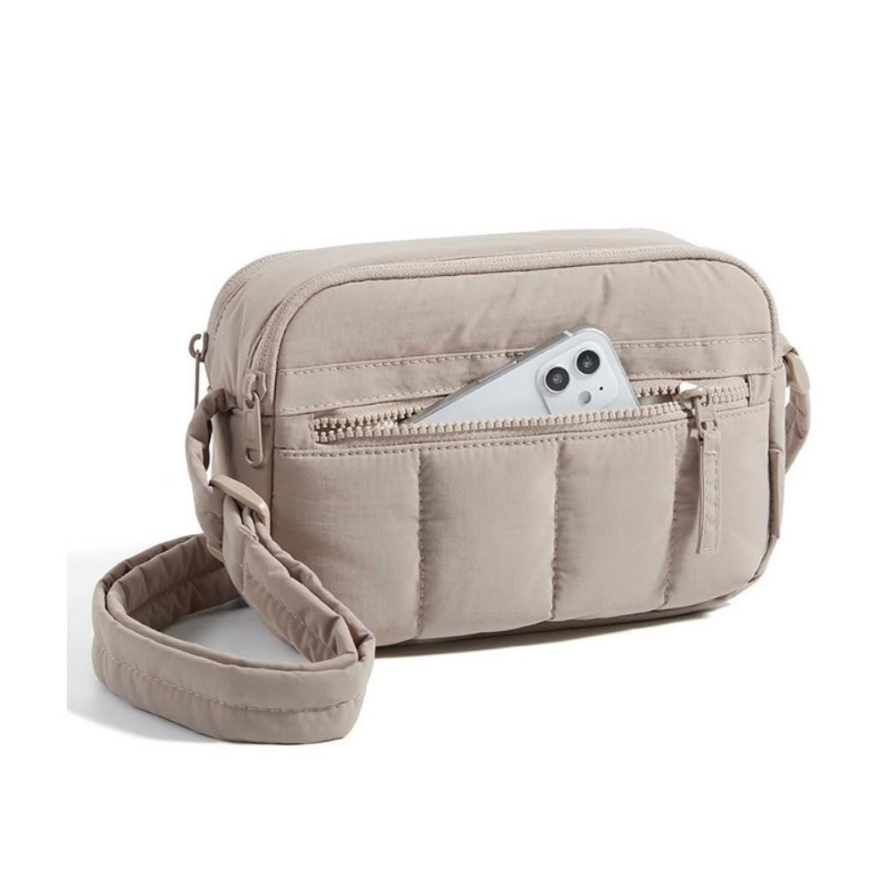 Fashion Puffy Crossbody Bag Waterproof Adjustable Tote Bag Solid Color Large Capacity Travel Handbag for Women