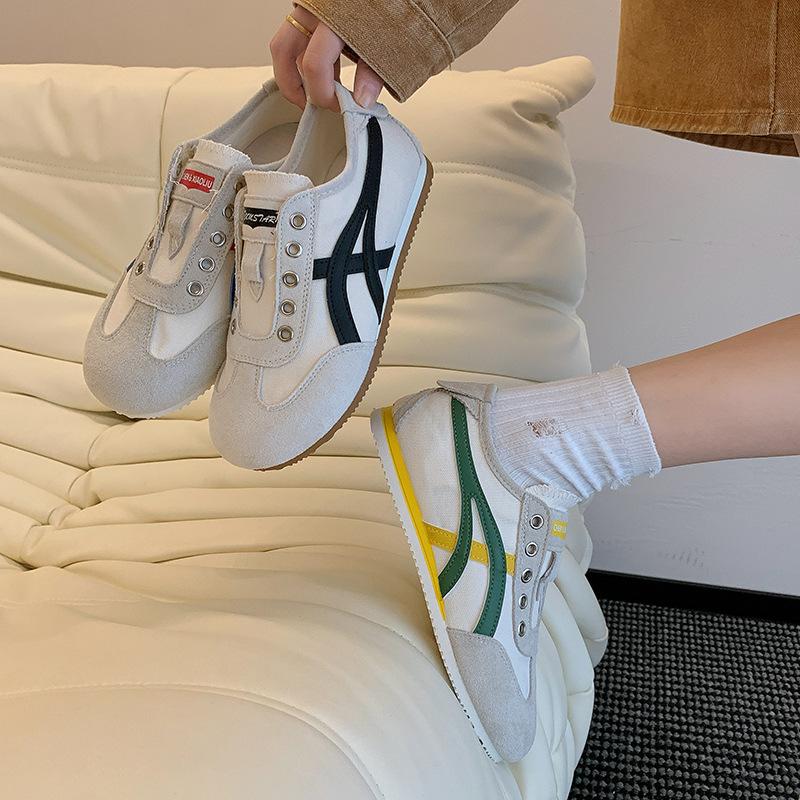 Flat-bottomed German training shoes women's shoes 2025 new summer thin one-pedal Forrest Gump shoes color matching sports little white board shoes