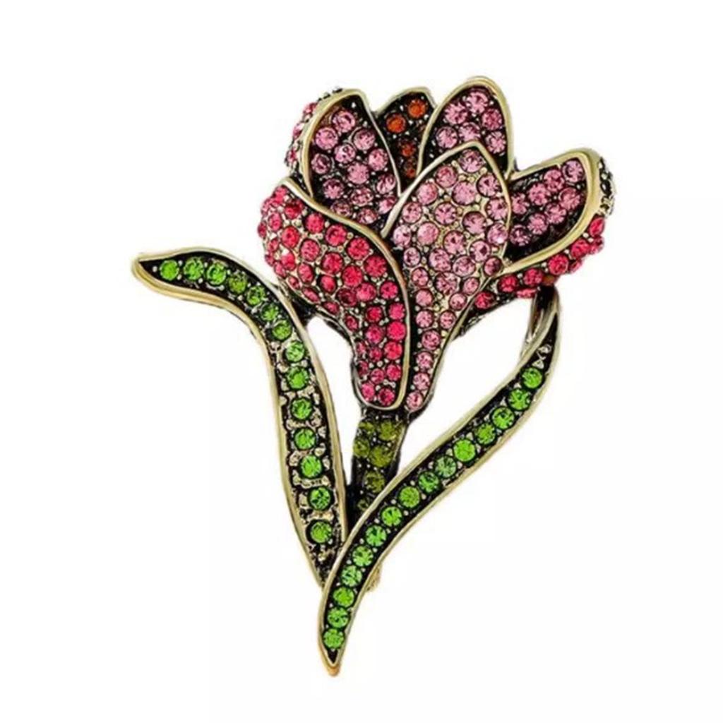 1Pc Korean Version Creative Tulip Brooch Luxurious Personalized Pin Romantic Retro Y2K Jewelry Accessories Party Birthday Gift