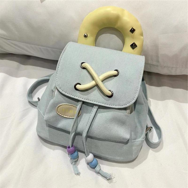 

Корейская мода сумка-рюкзак для поездок на работу женская новинка 2024 года, модная весенняя симпатичная сумка-ведро, джинсовый рюкзак для студентов светло-синий