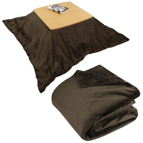 

Rivere Kotatsu Futon Cover, Square, Flannel, Warm, Washable, Reversible, Approx. 190 x 190 cm (Brown)