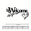 1pc Vintage Black Metal Welcome Sign Floral Script Sturdy Indoor Outdoor Front Door Porch Entryway Wall Decor Housewarming Gift