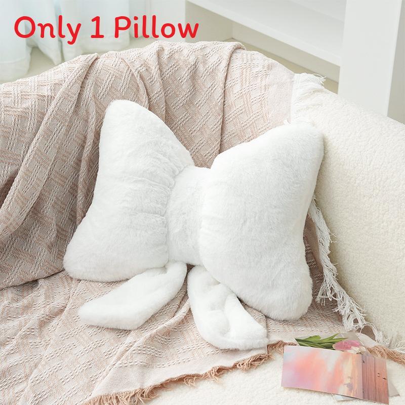 Modern Minimalist Black Bowknot Plush Sofa Cushion With Pp Cotton For Living Room Decor