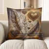 2D Feathers & Hearts Decorative Pillow Covers Pattern Cushion Cover Suitable For Sofa Bedroom Car Pillow Cover