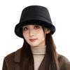 Japanese Velvet Thickened Fisherman Hat for Women In Autumn and Winter Casual Versatile Plush Hat Showing Face Small Windproof and Warm Basin Hat