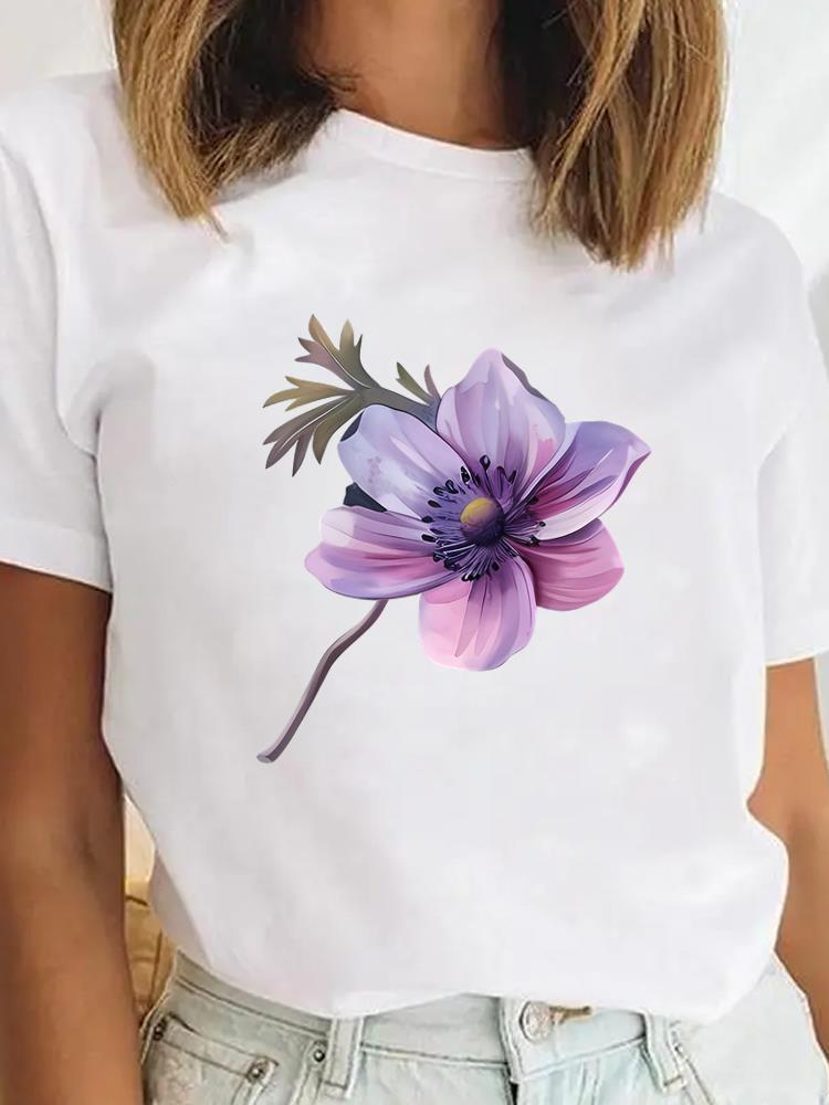 Tee Sweet Trend Flower Cute Clothes Clothing for Unisex Female Casual Top Short SleeveGraphic Tees Playeras De mujeres