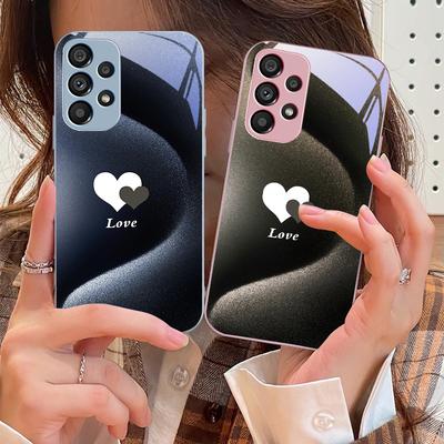 Coração branco degradê Para Samsung S 25 S25 Edge S25Ultra S8 S9 S10 20 U ltra S21 Pro S22 Plus S23 FE S24 Ultra Capa de Vidro para Celular