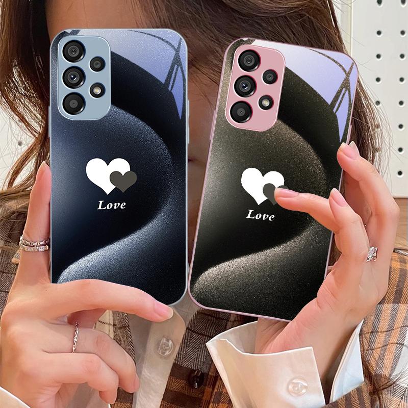 Gradient White Heart For Samsung S 25 S25 Edge S25Ultra S8 S9 S10 20 U Ltra S21 Pro S22 Plus S23 FE S24 Ultra Glass Phone Case