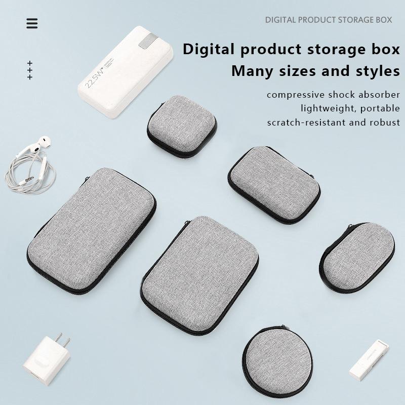 Mini Sacoche de Rangement Portable EVA Pochette Sac de Transport Fermeture Éclair Étui pour Écouteurs Airpod/Téléphone/Accessoires Câble de Charge