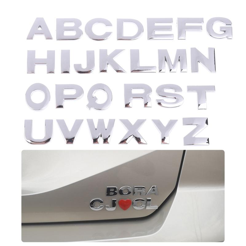5Pcs 3D Embossed Letter/Number Decal Sticker Made Of High-Quality Metal Chrome Plated For Car/Auto Decoration
