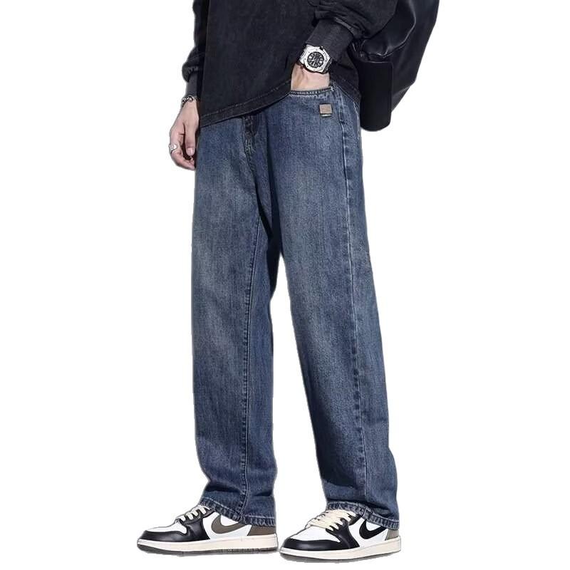 Summer American retro trend straight jeans men's new high and versatile loose and drape casual wide-leg pants