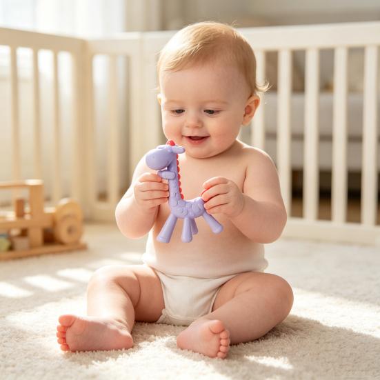 Baby Teether Toy Giraffe Teething for Infants, Food-Grade Silicone Chew Stick Gum Relief, Deciduous Teeth Eruption Relief BPA-Free 0-12