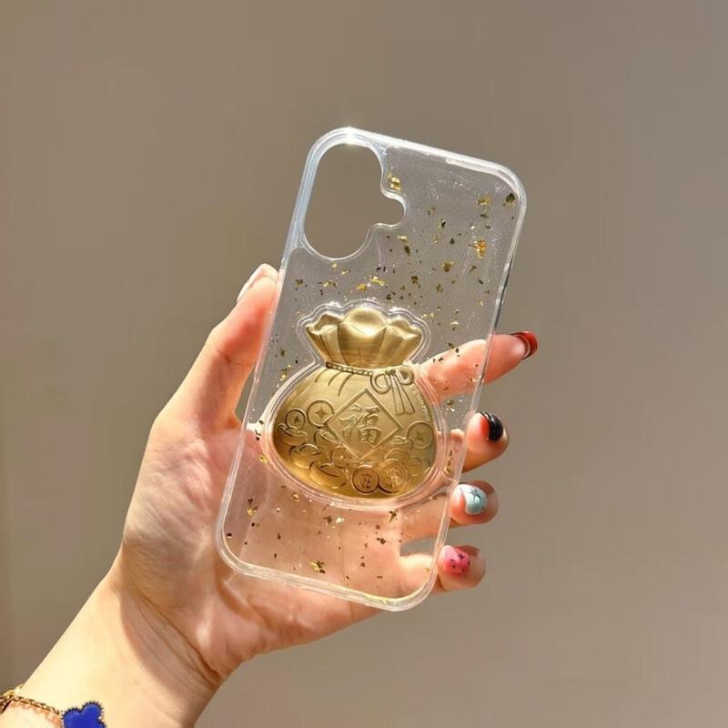 Langling Gold Foil Lucky Bag Transparent Anti-Fall iPhone Case