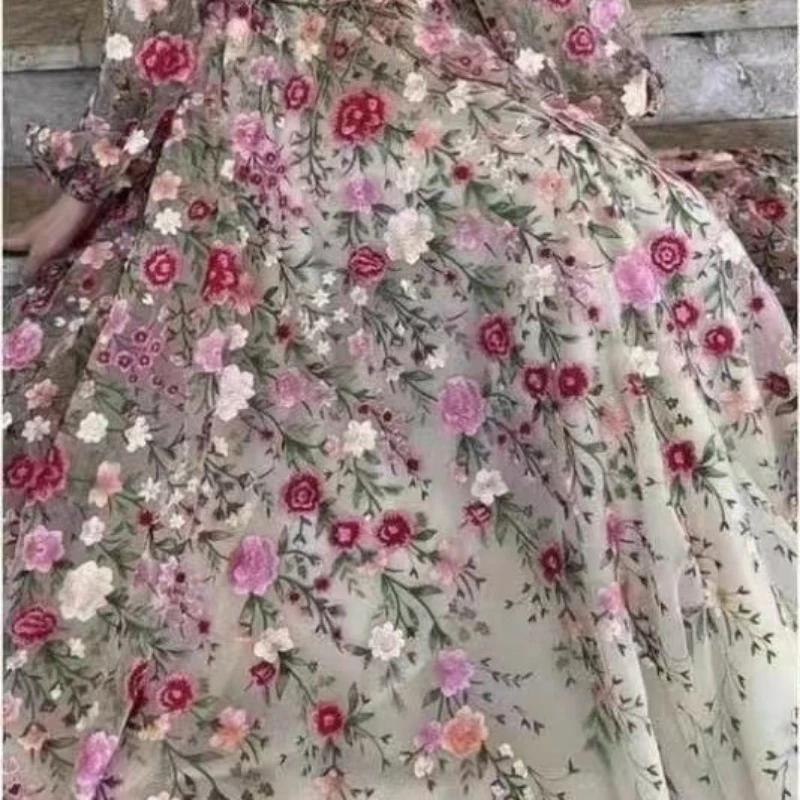Wide 125cm High Density Embroidered Fabric Seven Colors for DIY Sewing Dress Available Fashionable Style Clothing Accessories