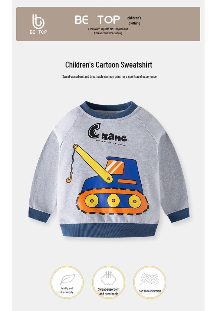 2026 New Spring & Autumn Korean Style Baby Long Sleeve Pure Cotton Cartoon Hoodie