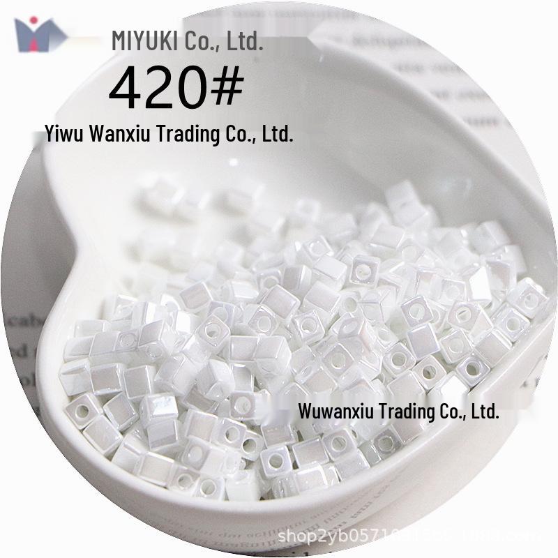 MIYUKI 4mm Transparent Dyed Core Sugar Cube Beads for DIY Bracelets