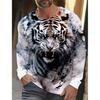 Genser med tigertrykk Høst Vinter Herre Uformell Langermet genser med rund hals Streetwear Harajuku Herreklær