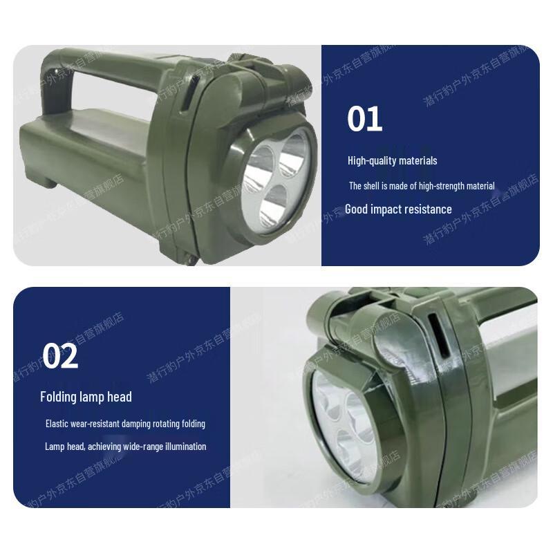 Stealth Leopard Hand-Crank Rechargeable LED Searchlight