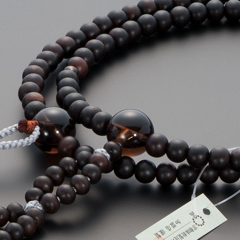 Buddhist Altar Shop Takita Shoten Buddhist Prayer Nichiren Sect Formal Prayer Beads Striped Ebony with Brown Crystal 2 Shaku Silk with Flower Brahma