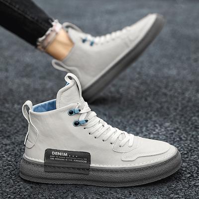 Mode Herren High-Top Stiefeletten Bequeme Herren Freizeitsneaker Frühling Herbst Mode Lederstiefel Handgefertigt Skateschuhe Herren Vulkanisierte Schuhe