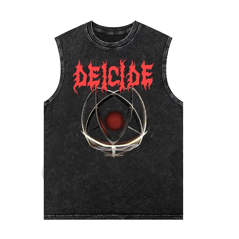 

Винтажный хлопковый черный летний вареный жилет, майка с аниме-принтом, повседневная футболка без рукавов, унисекс, одежда для спортзала 2XL