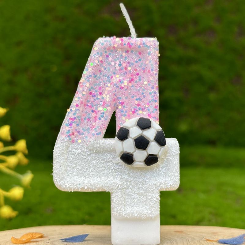 Cross-Border Temu Xi Yin Sports Football Digital Birthday Candle Party Decorations Handmade Birthday Candles