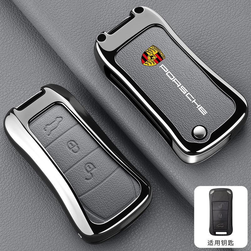 3 Buttons Zinc Alloy Leather Car Remote Key Case Cover Shell Accessory For Porsche Cayenne 955 957 911 997 Boxster 987 Sticker LG4