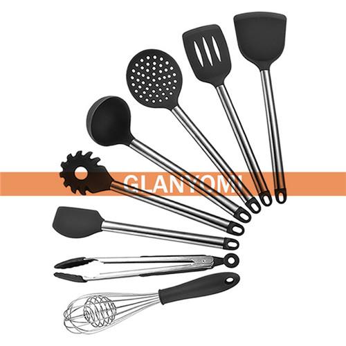 

New Stainless Steel Food Grade Silicone Cooking Spoon Soup Ladle-Egg Spatula Turner Kitchen Tools Cooking Utensil Set Red Black