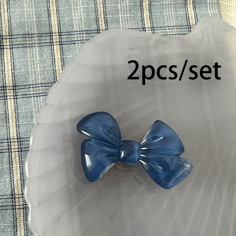 2 Stück/Set Niedliche Neue Schleifen Haarspange Acryl Seitenstift Einfarbig Haarspangen Damen Haaraccessoires