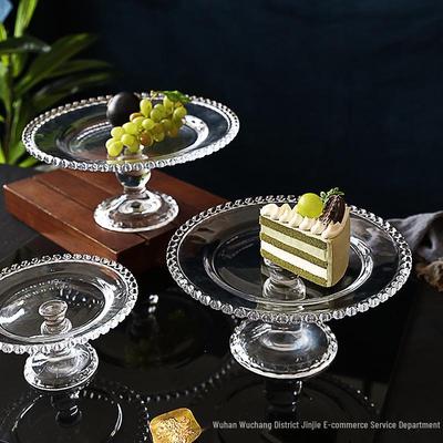 Heart-Shaped Glass Footed Dessert Plate with Dust Cover