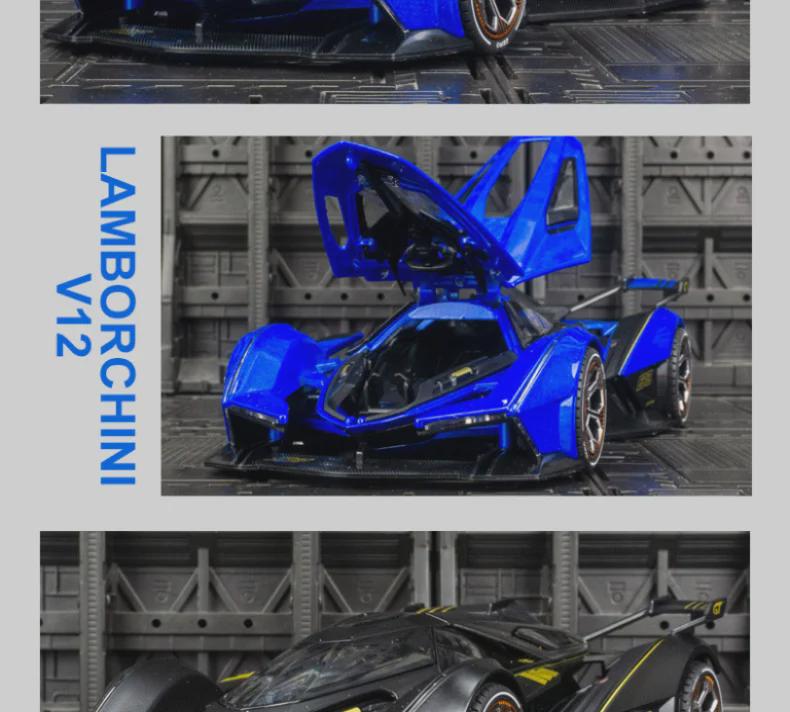 Jiaye VB24205 Lambo V12 Alloy Racing Car Model with Sound & Light Features - Toy Car for Kids and Collectors.
