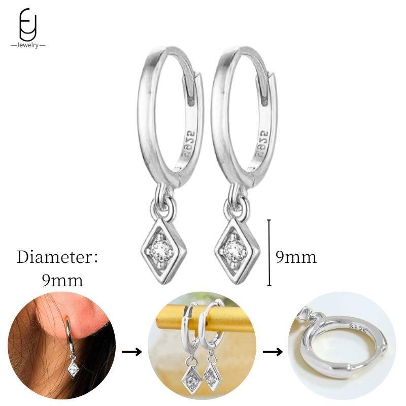 925 Sterling Silver Needle Vintage Heart/Shell Pendant Earrings Round/Square Plate Hoop Earrings for Women Party Fashion Jewelry