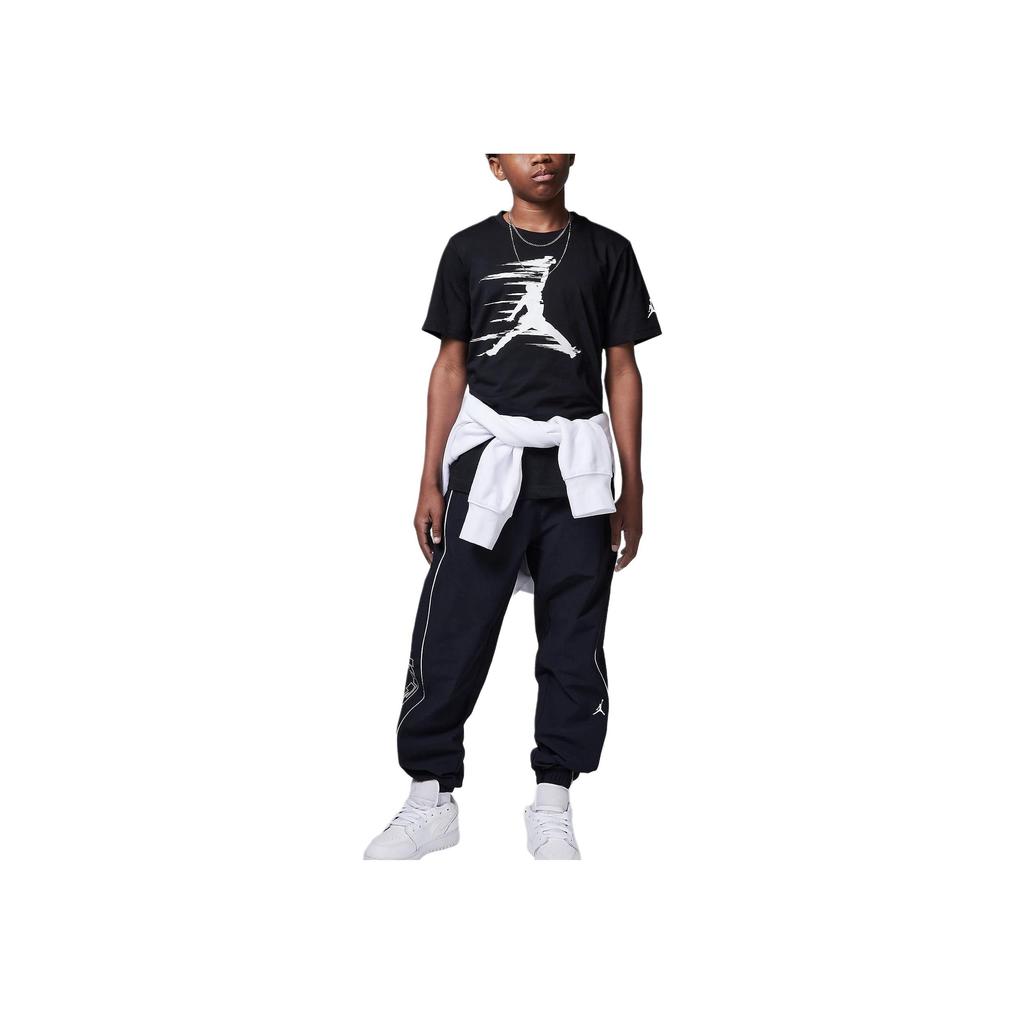 Jordan MVPT T-Shirt Motion Jumpman Bequemes Logo-Muster Weich Kurzarm Kinder Tops Schwarz 95D262-023