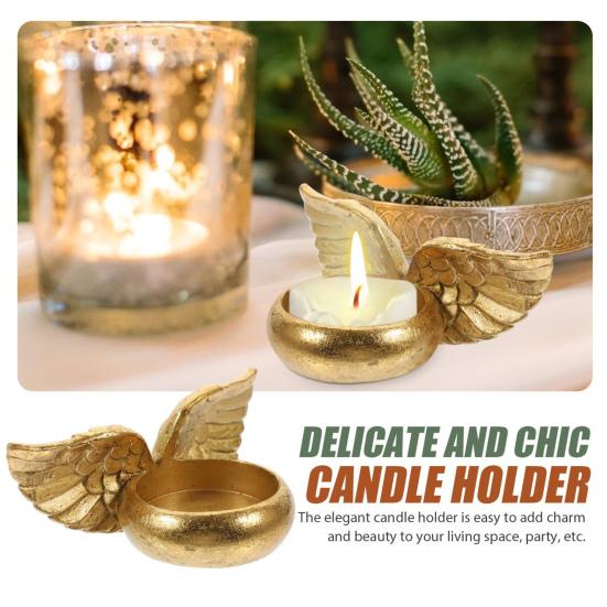 Andělská křídla svícen pryskyřice vintage styl svícen modlitba čajová svíčka svícen pro domácí svatební vánoční kostelní dekoraci