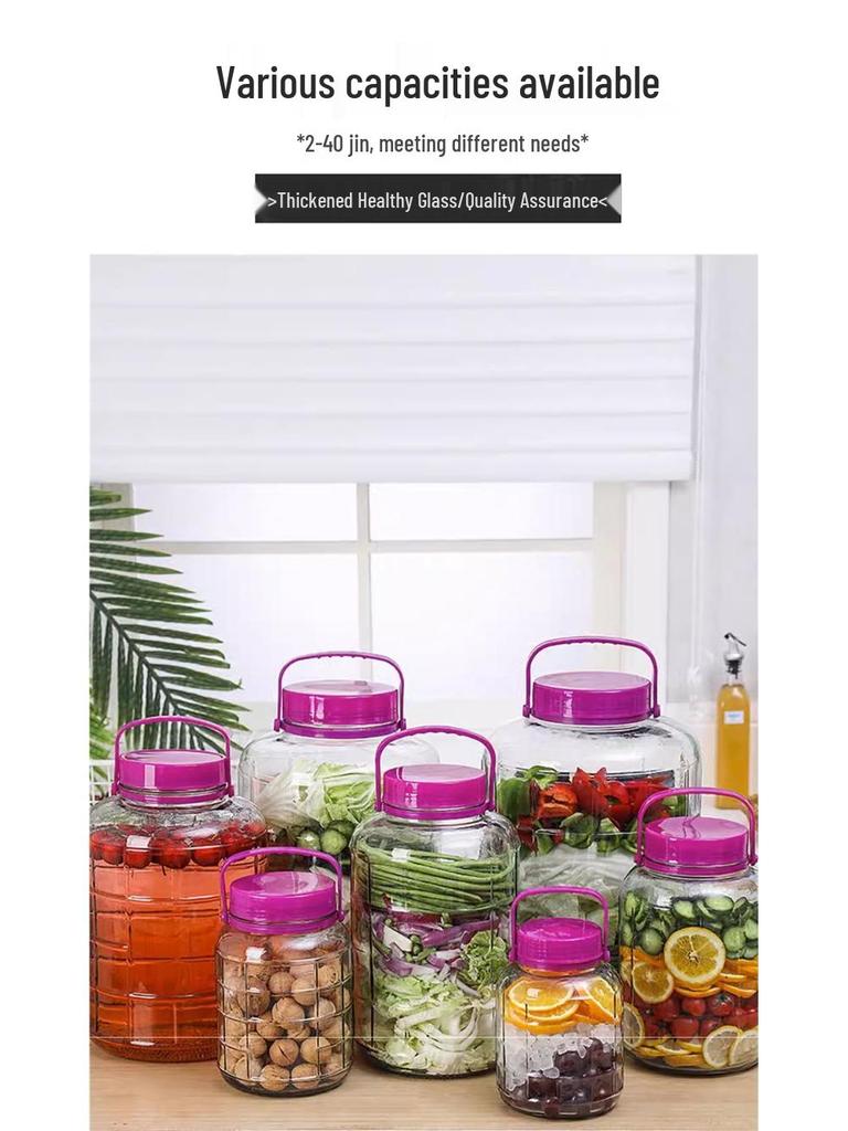 Large Capacity Sealed Glass Jar: Perfect for Wine, Kimchi, Pickling, and Brewing