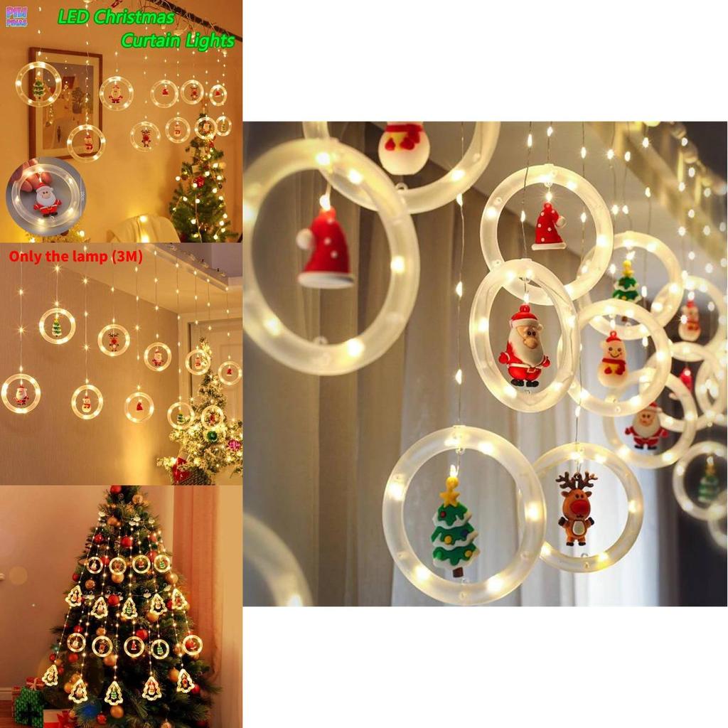 Christmas Led String Lights With Snowman And Tree Hangings For Indoor Festive Decor