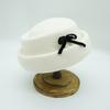 White Elegant Bow Curled Wool Woolen Top Hat Female Autumn And Winter Warm Japanese Felt Cute Versatile Socialite