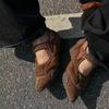 Fashion Women's Casual Mary Jane Shoes Ins Style Pointed Toe Shallow Hook Loop Belt Buckle Street Sandals Fashion Brown/apricot Pumps