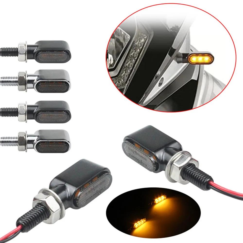 Motorcycle Turn Signal LED Mini Turn Signal Retro Metallic LED Yellow Light Signal Indicator Lights LED