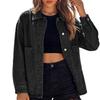 Women's Casual Denim Jacket, Long Sleeve Button Front with Large Patch Pockets