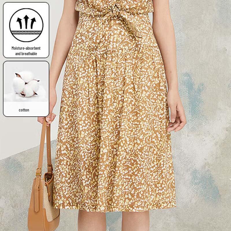 JESSIE Elegant Ruched Midi Floral Skirt L