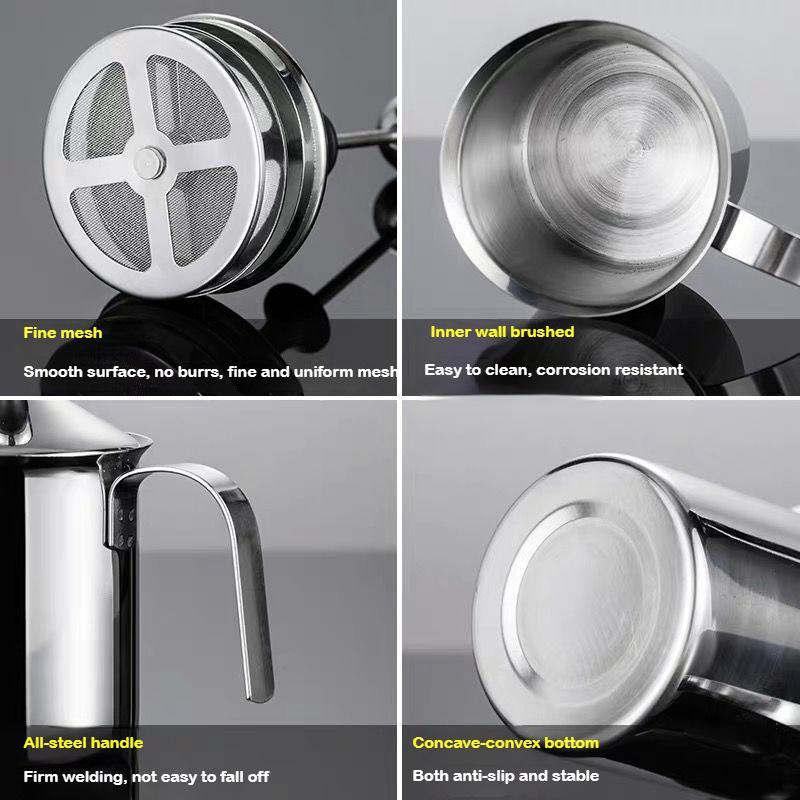 Japanese Stainless Steel Manual Milk Frother Coffee Cup Milk Foam Beater Pot Home Use Coffee Making Tools Set for Cappuccino