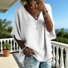 TIFICY Women's Fashion Casual Summer Spring Solid Color Print 1/2 Sleeves V-Neck Blouses & Shirts