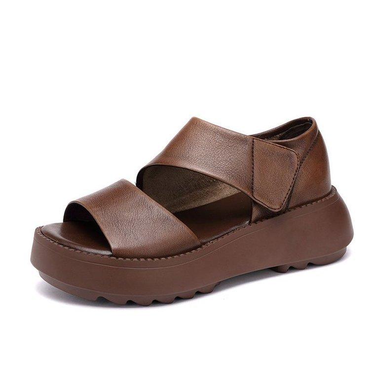 

Retro muffin thick-soled bag and sandals women s summer lightweight soft-soled small shoes 43 темно-коричневого кольору