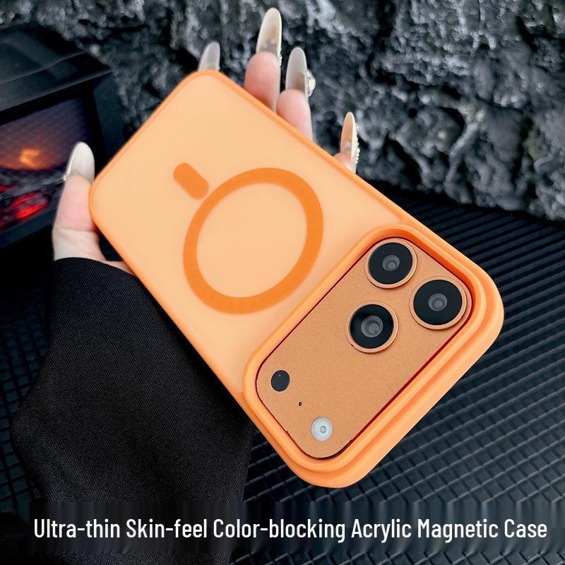 iPhone 17 Pro Case: Matte Skin-Feel, Color Blocking, Magnetic, Acrylic, Full Coverage Protective