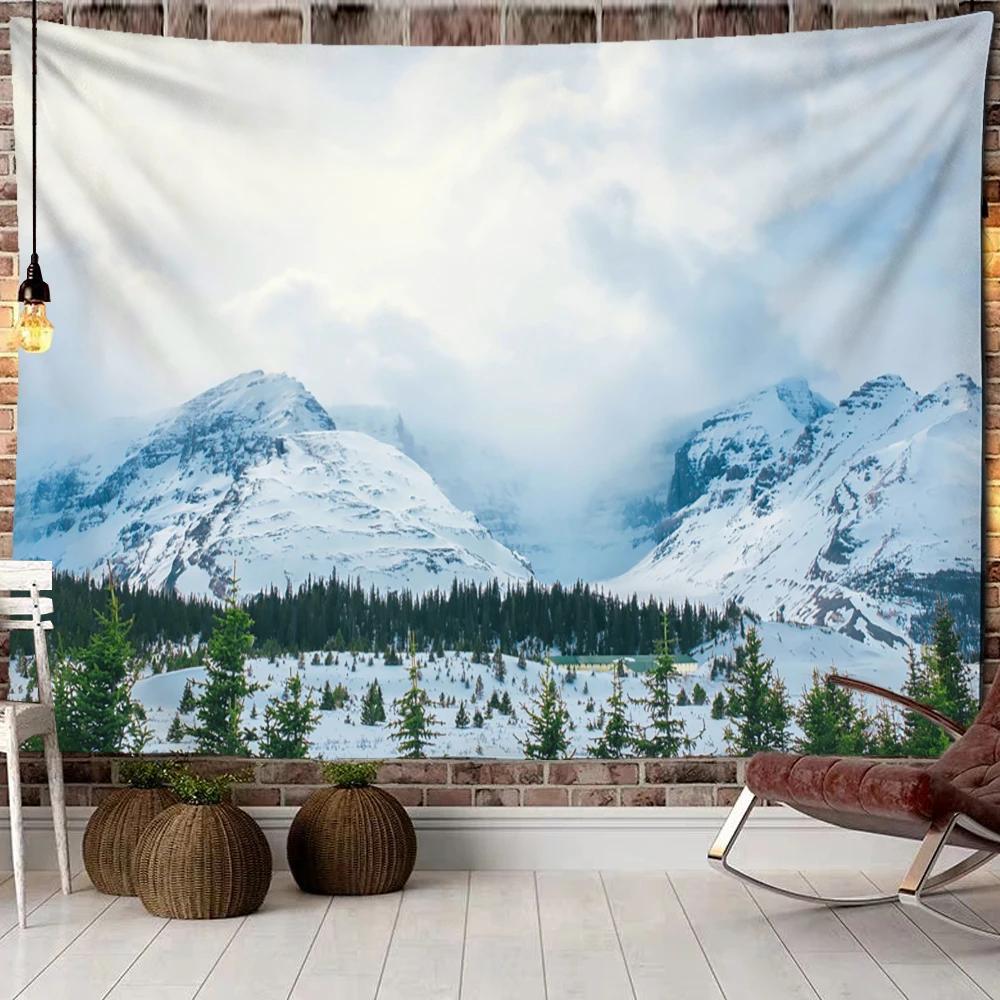 Mountains Psychedelic Tapestry Starry Sky Wall Hanging Star Stars Leaf Village Dorm Decor Blanket 130Cm Woven Personalized